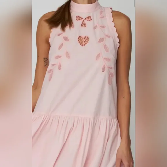 Anthropologie Stella Nova Embroidered Anglaise Maxi Cotton Dress - Picture 4 of 11